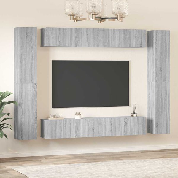vidaXL 10 Piece TV Cabinet Set Grey Sonoma Engineered Wood