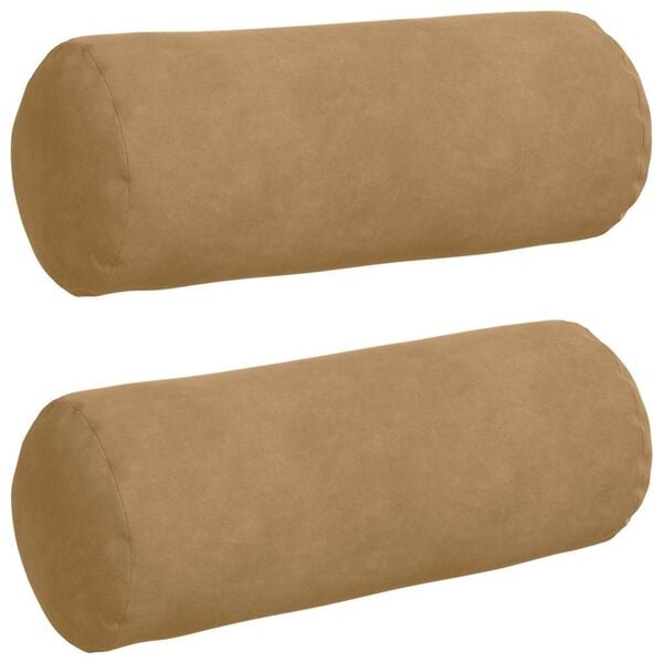 vidaXL Bolster Pillows 2 pcs Brown Ø 15 x 40 cm Corduroy Fabric