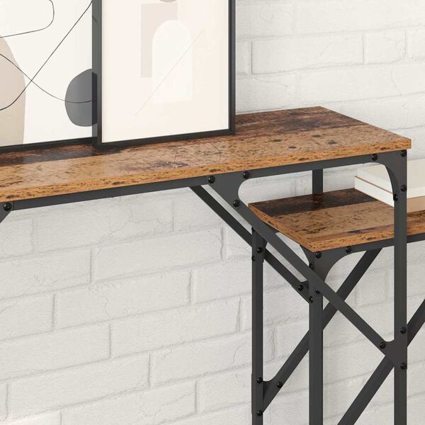 vidaXL Console Table 2 pcs Old Wood 100 x 28 x 75 cm Engineered Wood