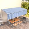vidaXL Manual Retractable Awning with Blind 6x3m Blue&White