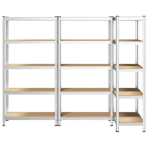 vidaXL 5-Layer Heavy-duty Shelves 3 pcs Silver Steel&Engineered Wood