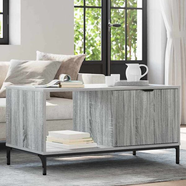 vidaXL Coffee Table Grey Sonoma 90 x 49 x 46 cm Engineered Wood