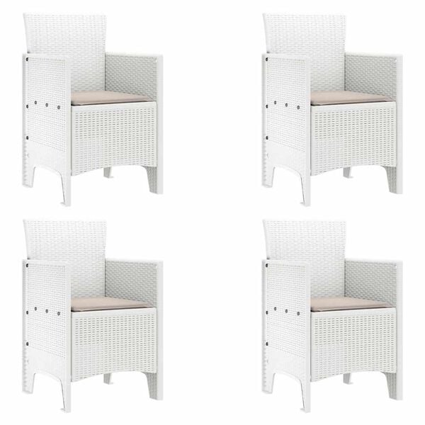 vidaXL Garden Chair 4 pcs White 53 x 49 x 85 cm Polypropylene