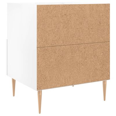 vidaXL Bedside Cabinet High Gloss White 40x35x47.5 cm Engineered Wood
