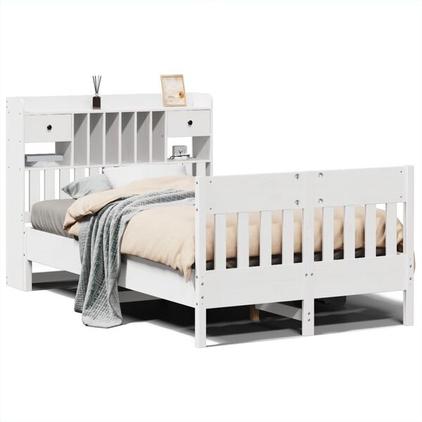 vidaXL Bed Frame without Mattress White 135x190 cm Solid Wood Pine