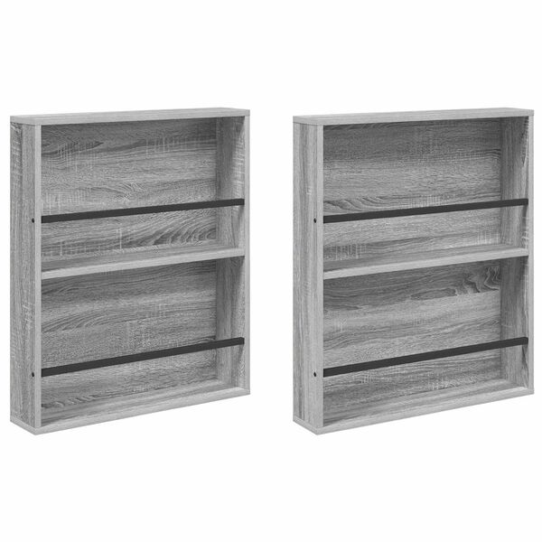 vidaXL Magazine Rack 2 pcs Grey Sonoma 60 x 12 x 70 cm Engineered Wood