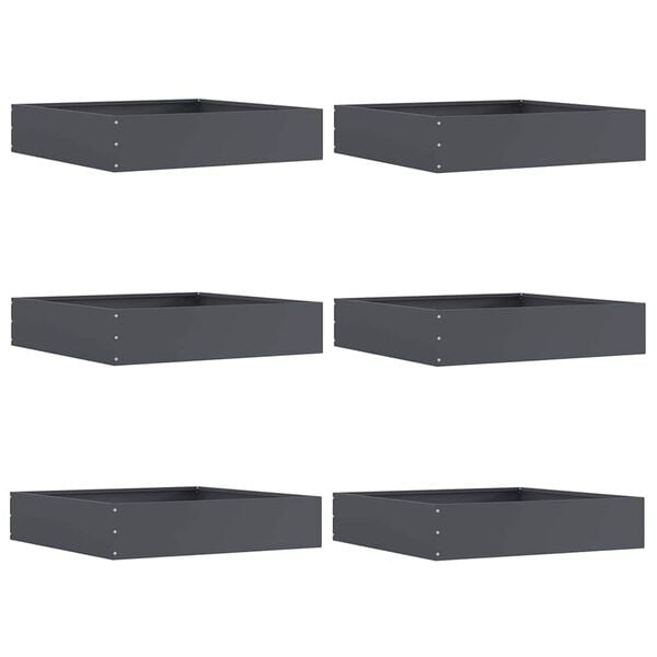 vidaXL Lawn Edging 6 pcs Anthracite 60 x 60 x 13 cm Steel