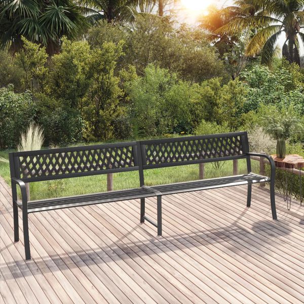 vidaXL Twin Garden Bench 246 cm Black Steel