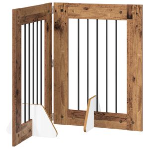 vidaXL Foldable Dog Gate with Stands 2 pcs Old Wood 120.5 cm