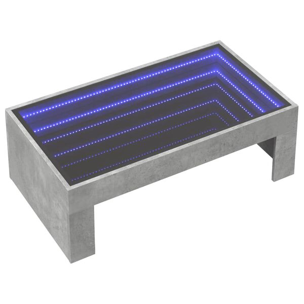 vidaXL Coffee Table with Infinity LED Concrete Grey 90x50x30 cm