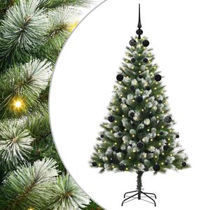 vidaXL Artificial Hinged Christmas Tree with Flocked Snow 150 LEDs