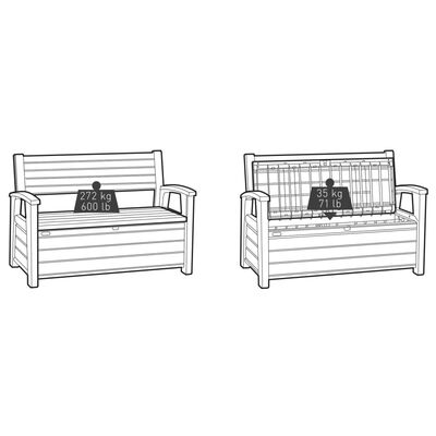 Keter 2-Seater Garden Bench with Storage Box Hudson 227 L Grey