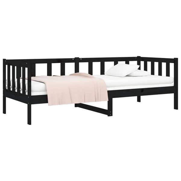 vidaXL Day Bed without Mattress Black 80x200cm Solid Wood Pine