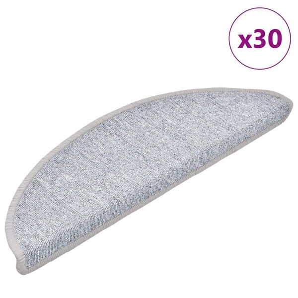 vidaXL Stair Mats 30 pcs 56x17x3 cm Light Grey Half Round