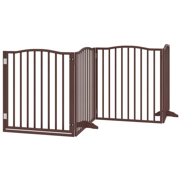 vidaXL Dog Gate with Door Foldable 6 Panels Brown 480 cm Poplar Wood