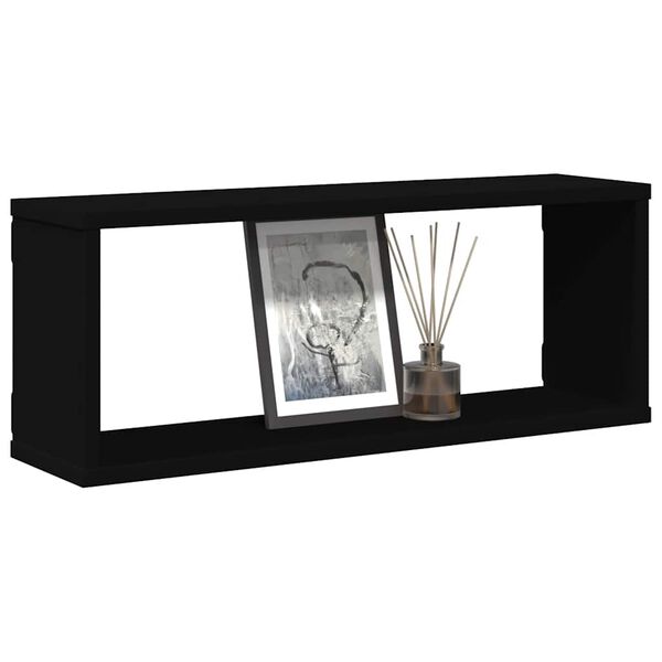 vidaXL Wall Cube Shelf 4 pcs Black 60x15x23 cm Engineered Wood
