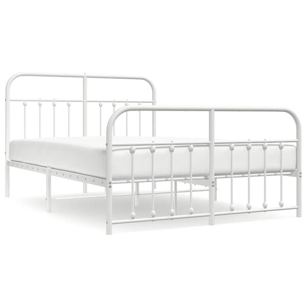 vidaXL Metal Bed Frame without Mattress with Footboard White 150x200cm