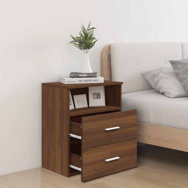 vidaXL Bed Cabinets 2 pcs Brown Oak 50x32x60 cm
