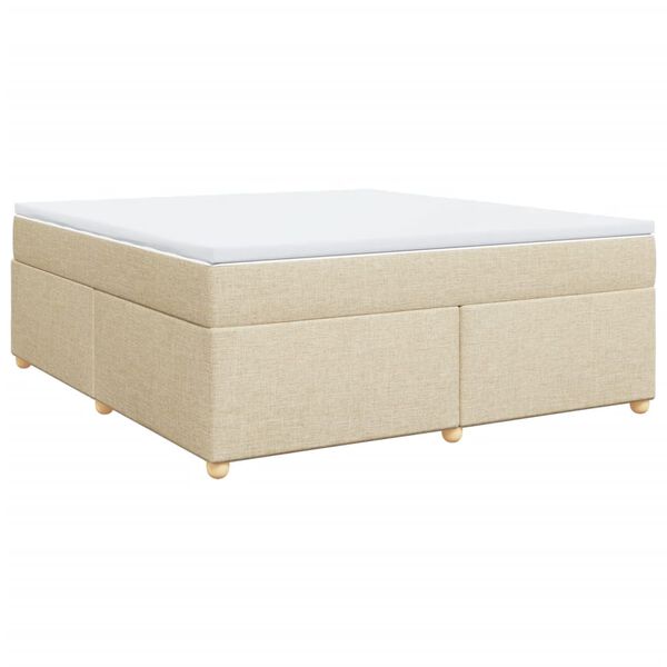 vidaXL Box Spring Bed with Mattress Cream 180x200 cm Fabric