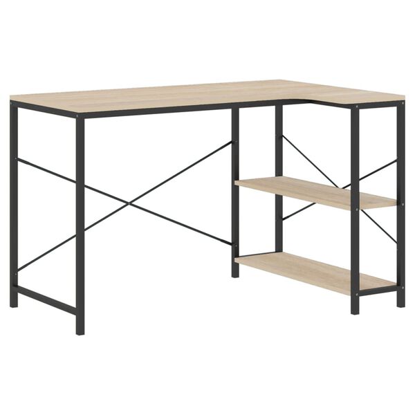 vidaXL Computer Desk Black and Oak 110x72x70 cm Engineered Wood