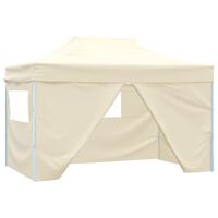 vidaXL Foldable Tent Pop-Up with 4 Side Walls 3x4.5 m Cream White