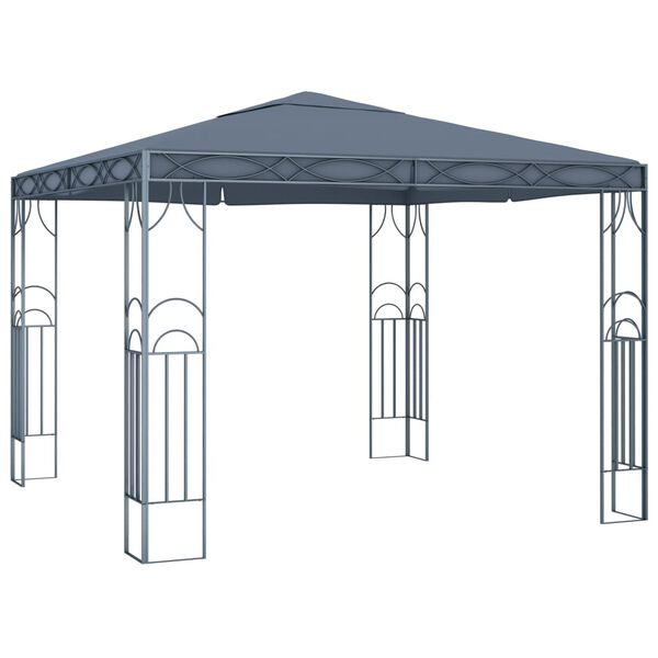vidaXL Gazebo with LED String Lights 300x300 cm Anthracite
