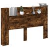 vidaXL Headboard Cabinet with LED Smoked Oak 160 x 16.5 x 103.5 cm