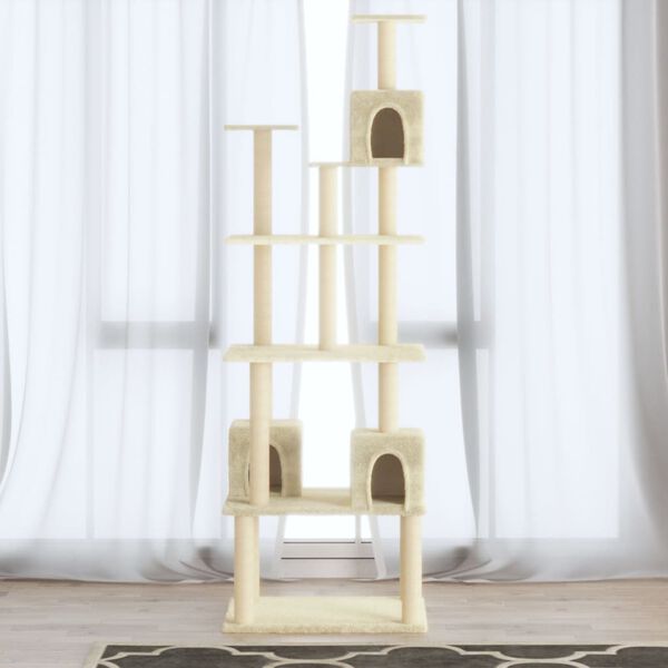 vidaXL Cat Tree with Sisal Scratching Posts Cream 188 cm