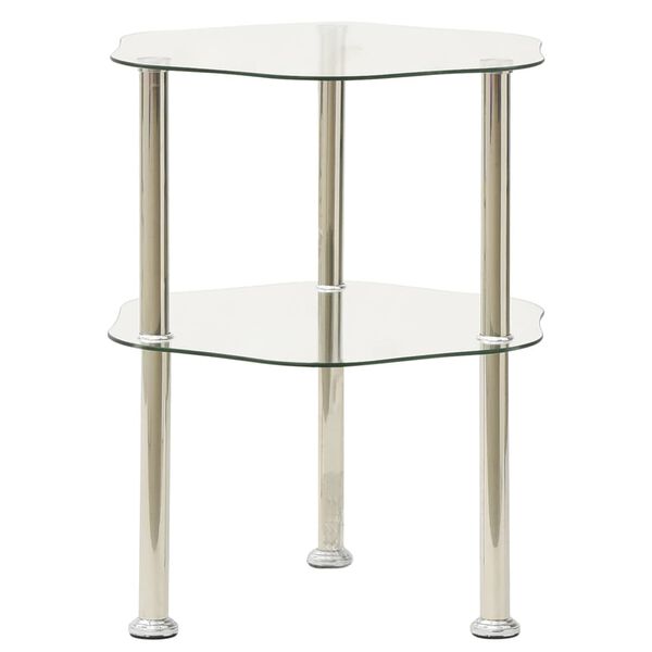 vidaXL 2-Tier Side Table Transparent 38x38x50 cm Tempered Glass