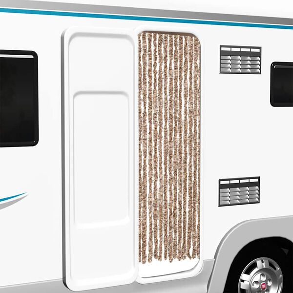 vidaXL Fly Curtain Beige and Dark Brown 56x185 cm Chenille