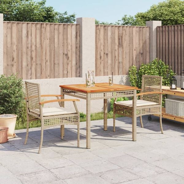 vidaXL 5 Piece Garden Dining Set with Cushions Beige Poly Rattan