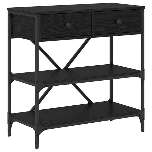 vidaXL Console Table with Drawer Black Oak 100 x 34.5 x 75 cm Wood