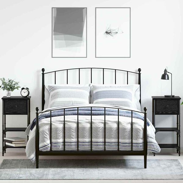 vidaXL Bedside Cabinet with Drawer 2 pcs Black Oak 33.5 x 36 x 70 cm