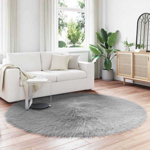 vidaXL Faux Sheepskin Rug Tafalla Grey &Oslash; 160 cm Polyester