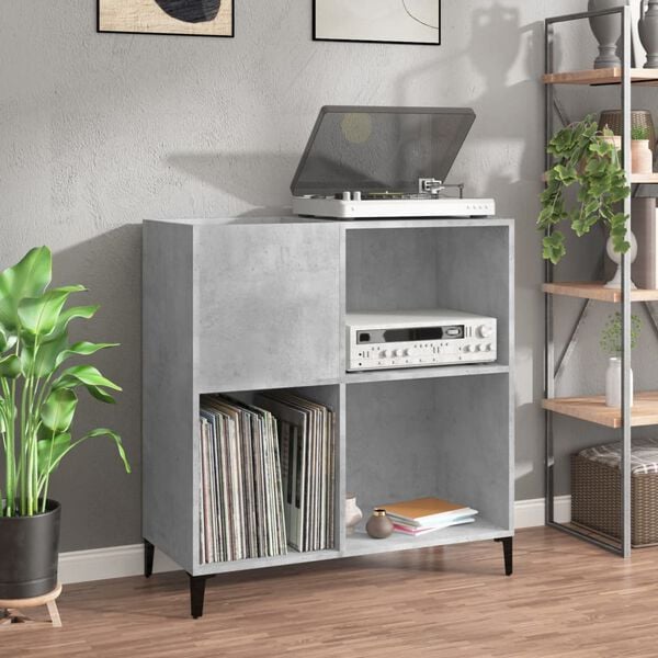 vidaXL Record Cabinet Concrete Grey 84.5x38x89 cm Engineered Wood