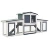vidaXL Rabbit Hutch | White and Grey | Solid fir wood, Plywood | Large