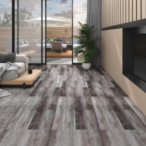 vidaXL PVC Flooring Planks 4.46 m² 3 mm Self-adhesive Striped Wood