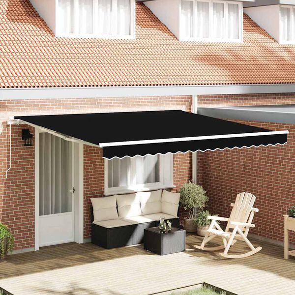 vidaXL Retractable Awning Black 400 x 350 cm Polyester
