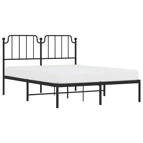 vidaXL Metal Bed Frame without Mattress with Headboard Black 150x200cm