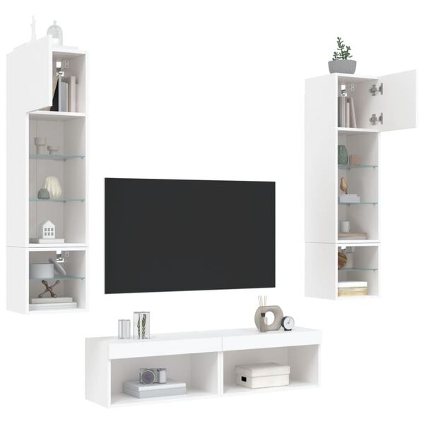 vidaXL 6 Piece TV Wall Units with LED White Engineered Wood