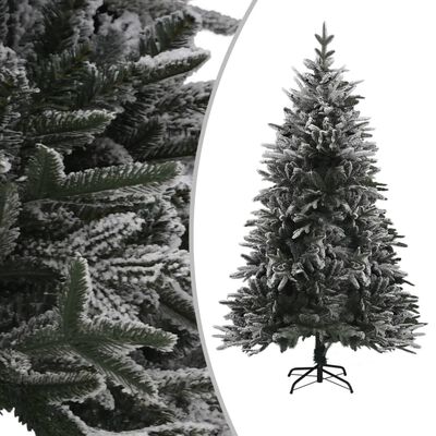 vidaXL Artificial Christmas Tree LED&Ball Set&Flocked Snow 210cm PVC&PE