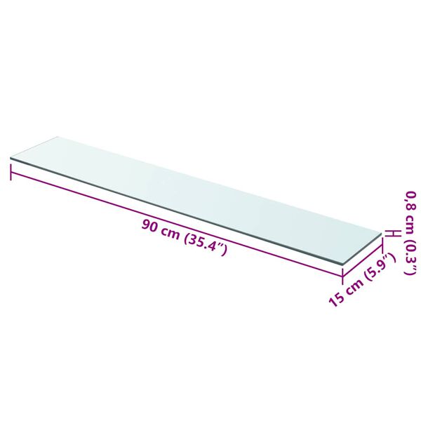 vidaXL Shelves 2 pcs Panel Glass Clear 90x15 cm