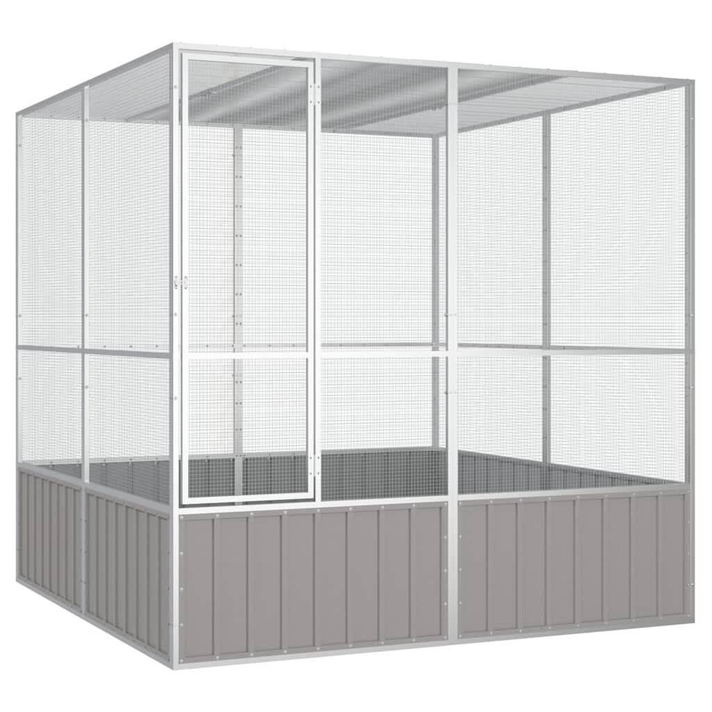 vidaXL Bird Cage Grey 213.5x217.5x211.5 cm Galvanised Steel vidaXL