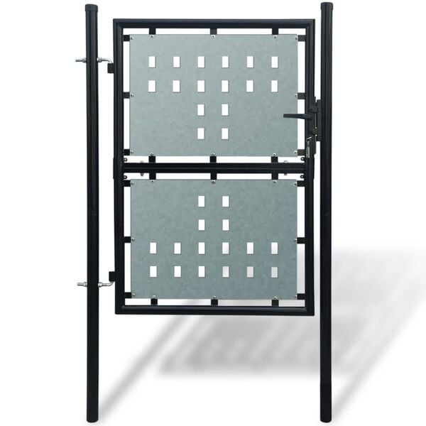 vidaXL Black Single Door Fence Gate 100x175 cm