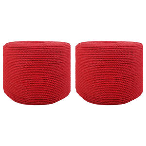 vidaXL Cotton Twine 2 pcs 2 mm 100 m Red 100% Cotton