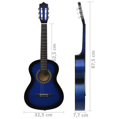vidaXL Classical Guitar for Beginner and Kids Blue 1/2 34"
