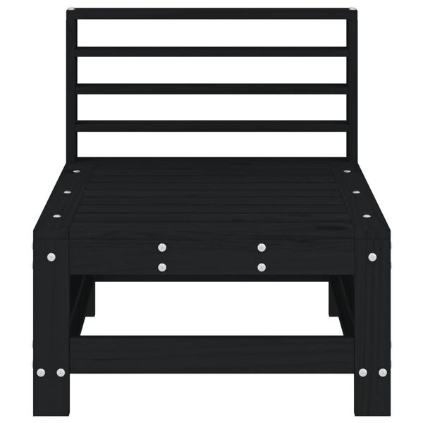 vidaXL Garden Middle Sofa Black Solid Wood Pine