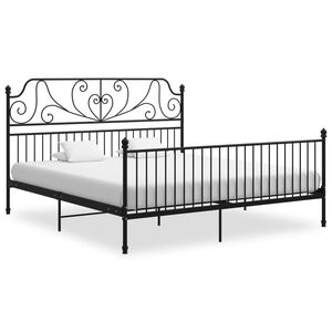 vidaXL Bed Frame without Mattress Black Metal 180x200 cm Super King