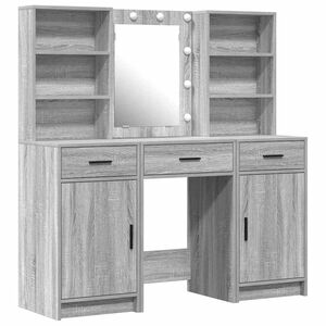 vidaXL Dressing Table Set with Shelf 3 pcs Grey Sonoma Engineered Wood