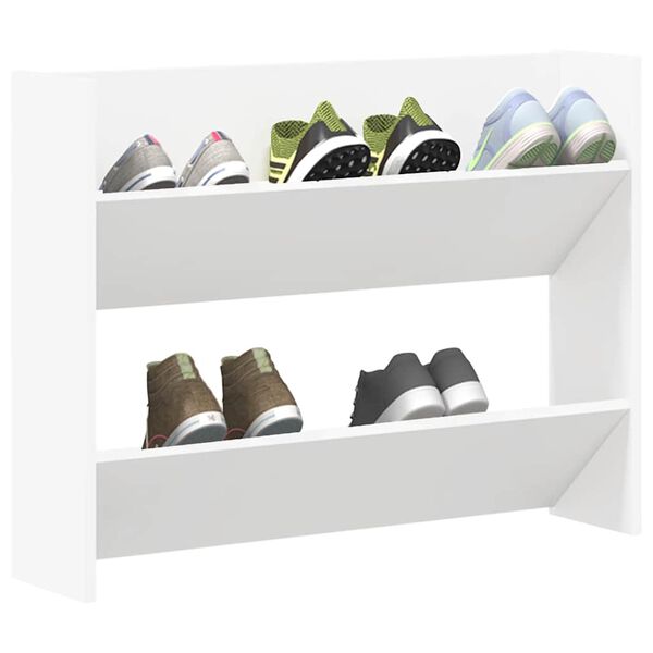 vidaXL Wall Shoe Cabinet White 80x18x60 cm Engineered Wood